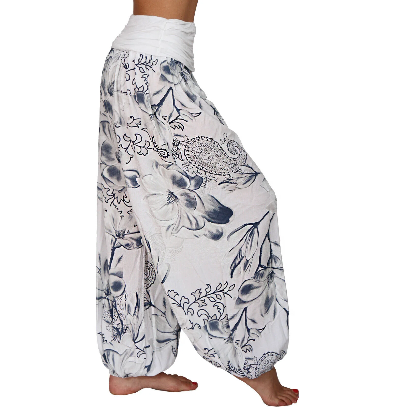 Women's Harem Pants Printed Loose Casual Wide Leg Baggy Fashionable Aesthetic Retro Cargo Jogger Parachute Pants Female Clothing - 6