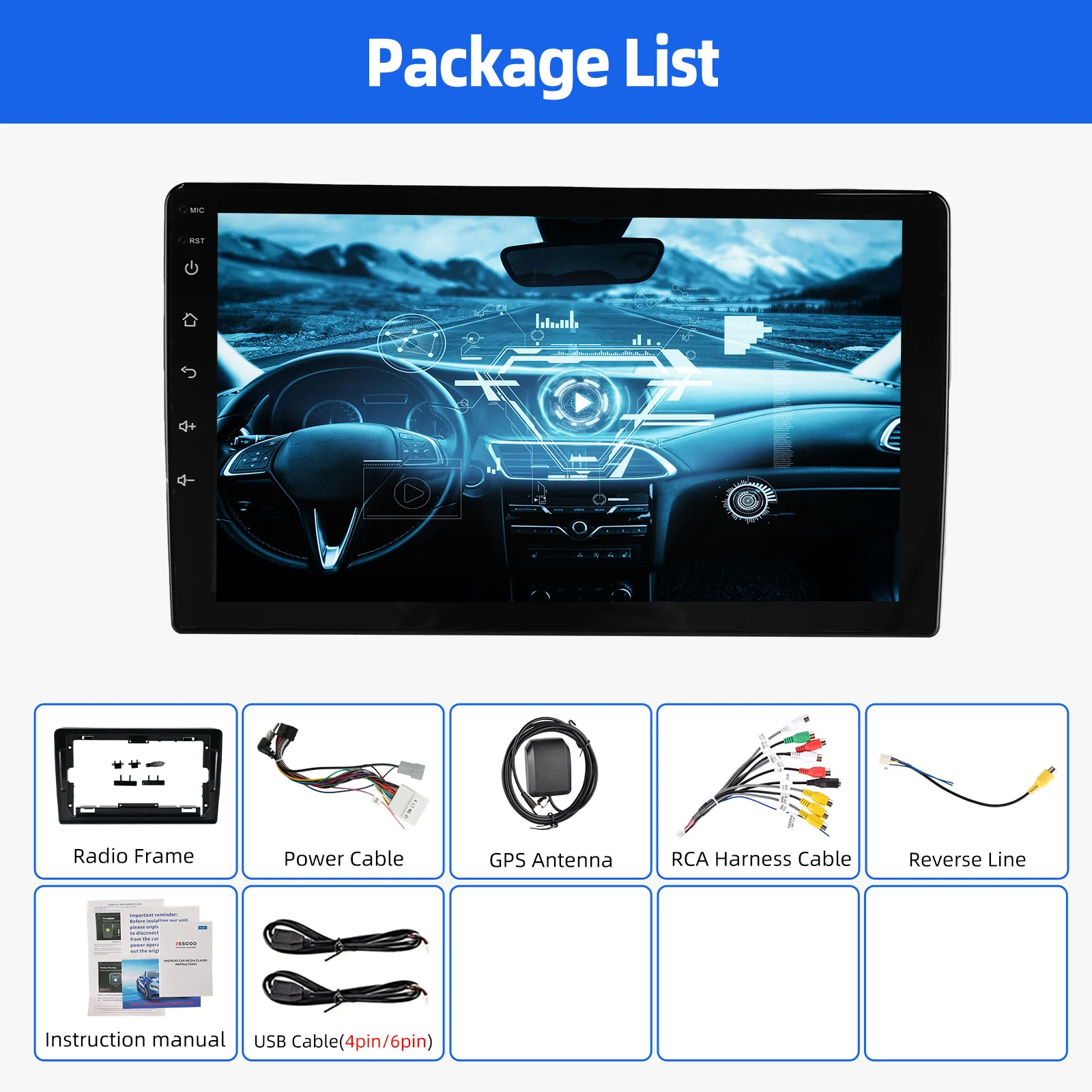 Autoradio ESSGOO Android 15 9 Zoll 2+32G/4+64G für Nissan Navara D40 2006-2012 Drahtloses CarPlay Android Auto GPS Navigation Bluetooth RDS FM WiFi Lenkradsteuerung Mirror Link IPS Touchscreen Head-Unit – Detail 21