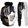 Cool Tiger 3D Animal Print Hoodie+Pants Suit Long Sleeve Pullover Men's Sportswear Tracksuit Couple Outfit Two Piece Jogging Set 5