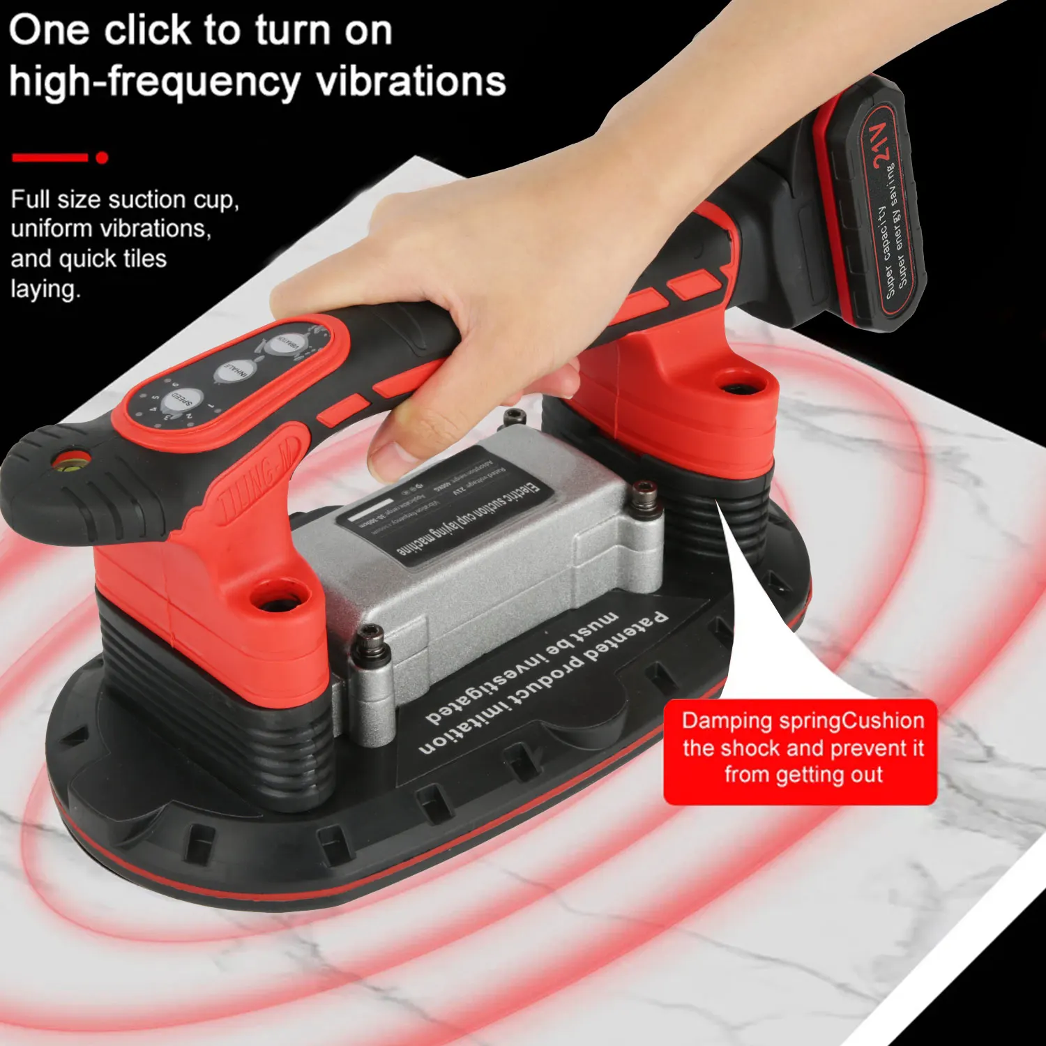 Tile Installation Tool Slip-proof 6 Speeds Vibration Machine One Suction  Cup Vibrator Handheld Tiling Leveling Laying