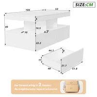 Table Basse Rectangulaire avec éclairage LED, Table Basse Haute Brillance Moderne, Table d'appoint Table de Salon avec Etagère Ouverte et 2 Tiroirs, 104x53x46 cm 2