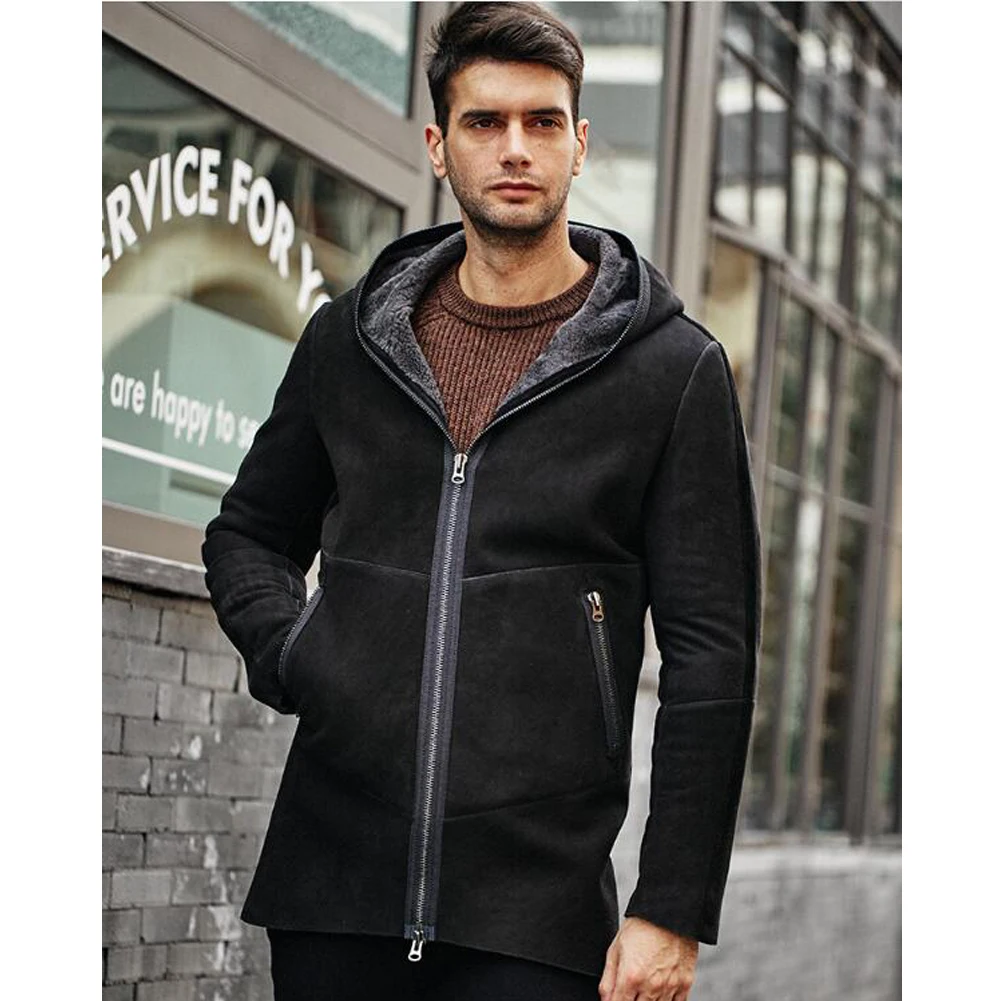 Denny&Dora Mens Shearling Jacket Turkey Shearling Jacket Super Thin