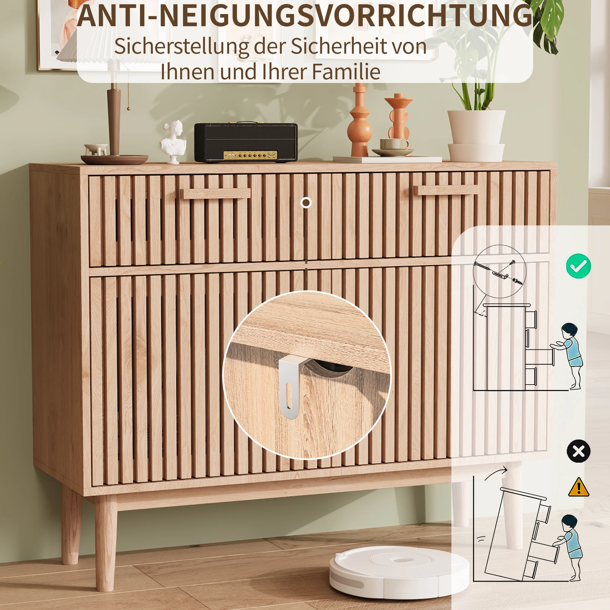 Rosahqnda Kommode im Landhausstil, 4 oder 6 Schubladen, Aufbewahrungsschrank, mit Kippschutz,Holzfarbe – Detail 18