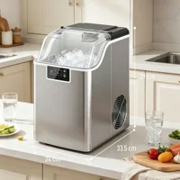 Machine à glaçons 20 kg/24h, compacte, avec réservoir d'eau de 2,1 L, minuterie et nettoyage automatique, silencieuse 46 dB, pour fêtes, maison mobile, bar, en acier inoxydable, argent, 33,5x24x39 cm 3
