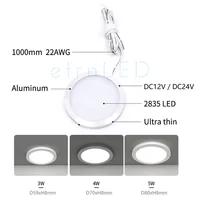 etrnLED Ceiling Spot Indoor Led Lamp 12V 24V Thin Round Surface Mounted Light RGB Showcase Display Cabinet RV Camper Van 3W 5W 2