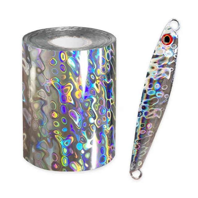 Fishing Lure Foil Self-Adhesive Holographic Lure Foil Fish Scales Pattern, 100cm X 8cm Roll Fishing Scale Lure Tape Fishing Lure Foil Self-Adhesive Holographic Lure Foil Fish Scales Pattern, 100cm X 8cm Roll Fishing Scale Lure Tape