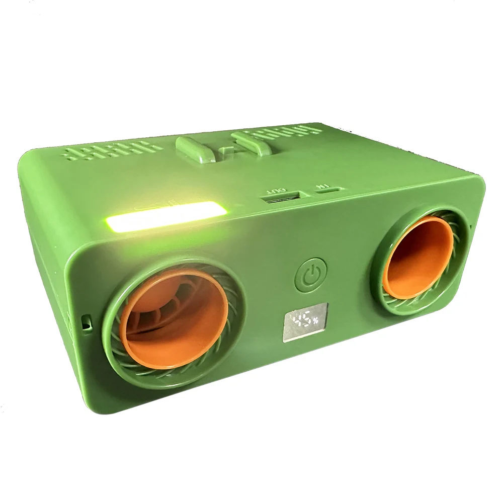 12000mAh 3-in-1 Power Bank, 5 Wind Speeds Waist Fan, Multi-mode Flashlight, DC 5V/2A Mobile Charging, for Outdoor Trips, Camping 6