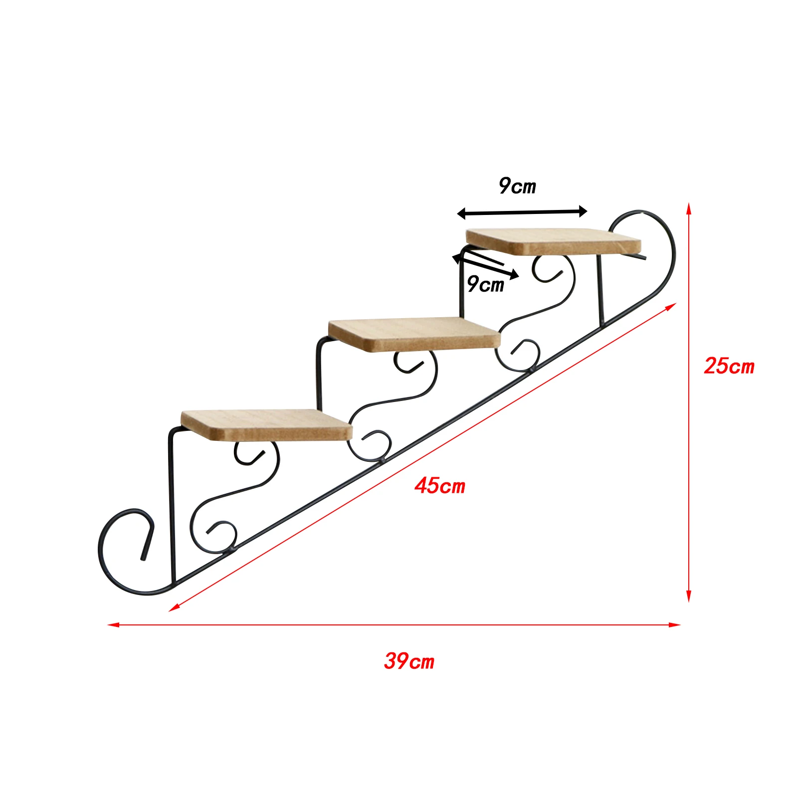 Staircase Decorative Shelf Plant Stand Retro Wall Mount Bracket Wall Decoration Storage Rack Hanging Decor For Bedroom