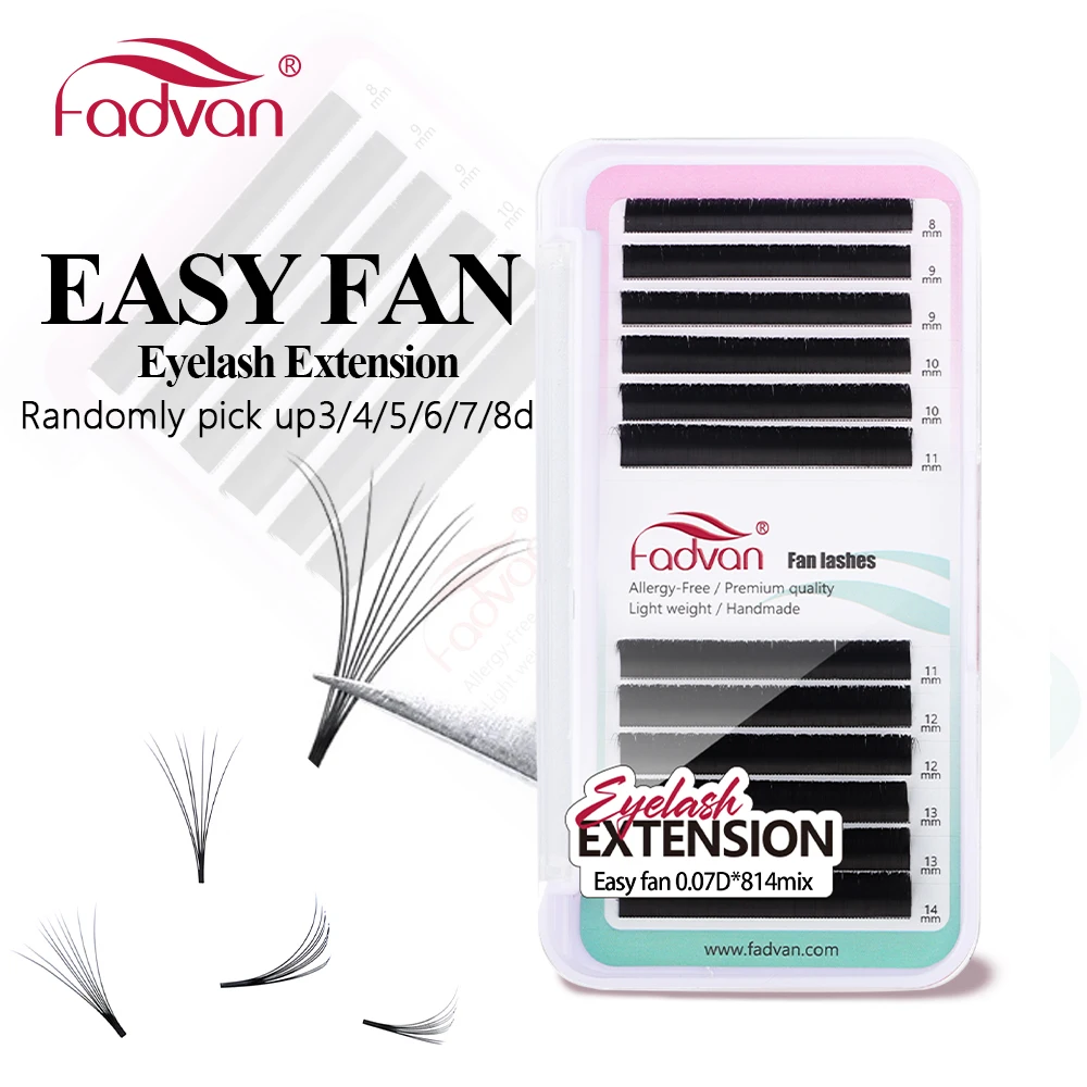 Fadvan Easy Fanning Eyelash Extensions flora Lash Soft Black Russian Volume Lashes Flare Auto Fan Eyelashes Makeup Natural Cilia