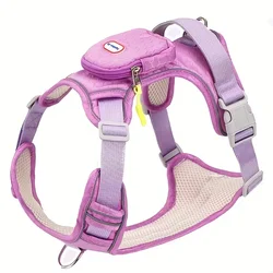 Versatile Dog Harness with Backpack - Breathable, No - Pull, Reflective Safety Design - M (PURPLE)