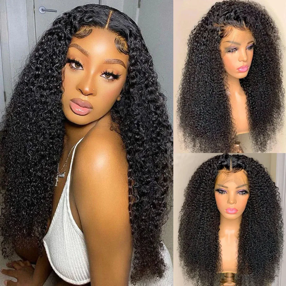 13x6 13x4 HD Lace Frontal Wig 360 Full Lace Wig Kinky Curly 30 Inch Lace Front Wig Human Hair Glueless Wig Deep Wave Frontal Wig 3
