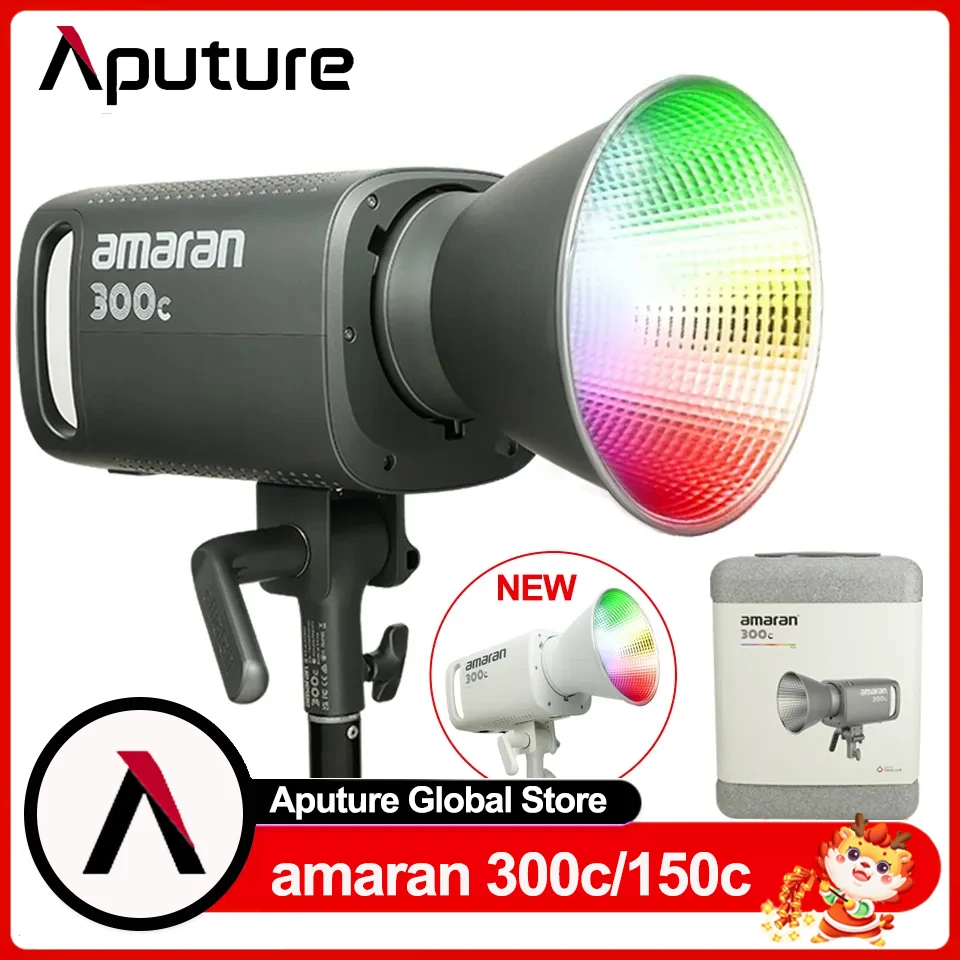 Aputure Amaran 300c 300W RGBww Full-color 2500-7500K COB Video Light Amaran 150c RGB Fill Light with G/M Adjustment App Control jyyxf w64 rgb 2500k 9000k fill light led video full color fill light for video live soft light 2000mah portable pocket vlog