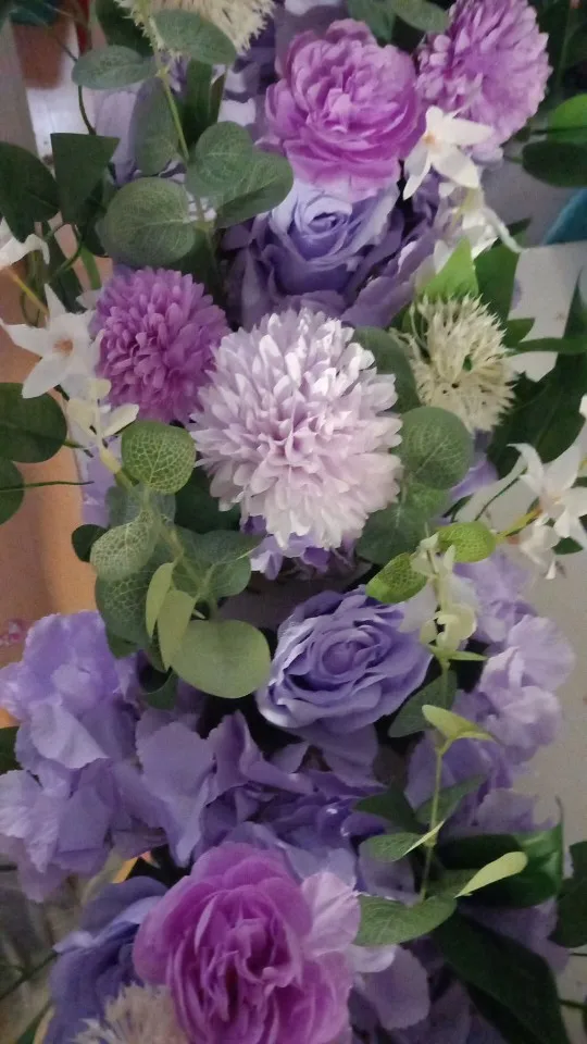 Fila de flores artificiales de lujo, centro de mesa de boda, Fondo de flores, arcos de pared, decoración Floral de escenario de fiesta, Rosa Blanca, 100cm photo review