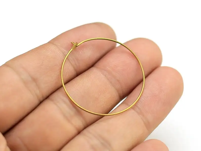 Brass 18K Gold Plated Circle Ear Wire Blank Hoops Earrings Loop