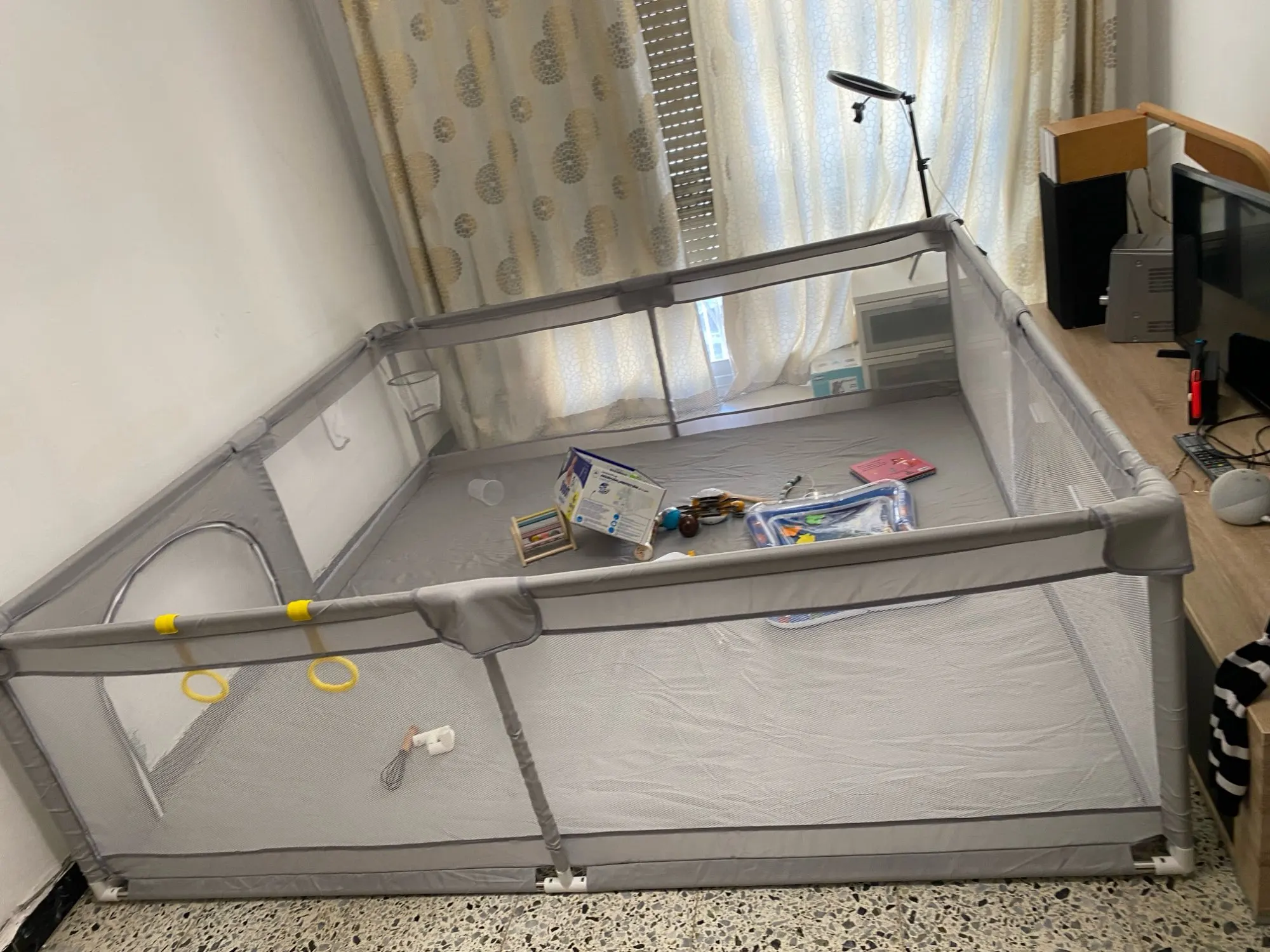 IMBABY Baby Playpen - Light Gray Play Yard with Pull Ring for Safe Play and Fun photo review