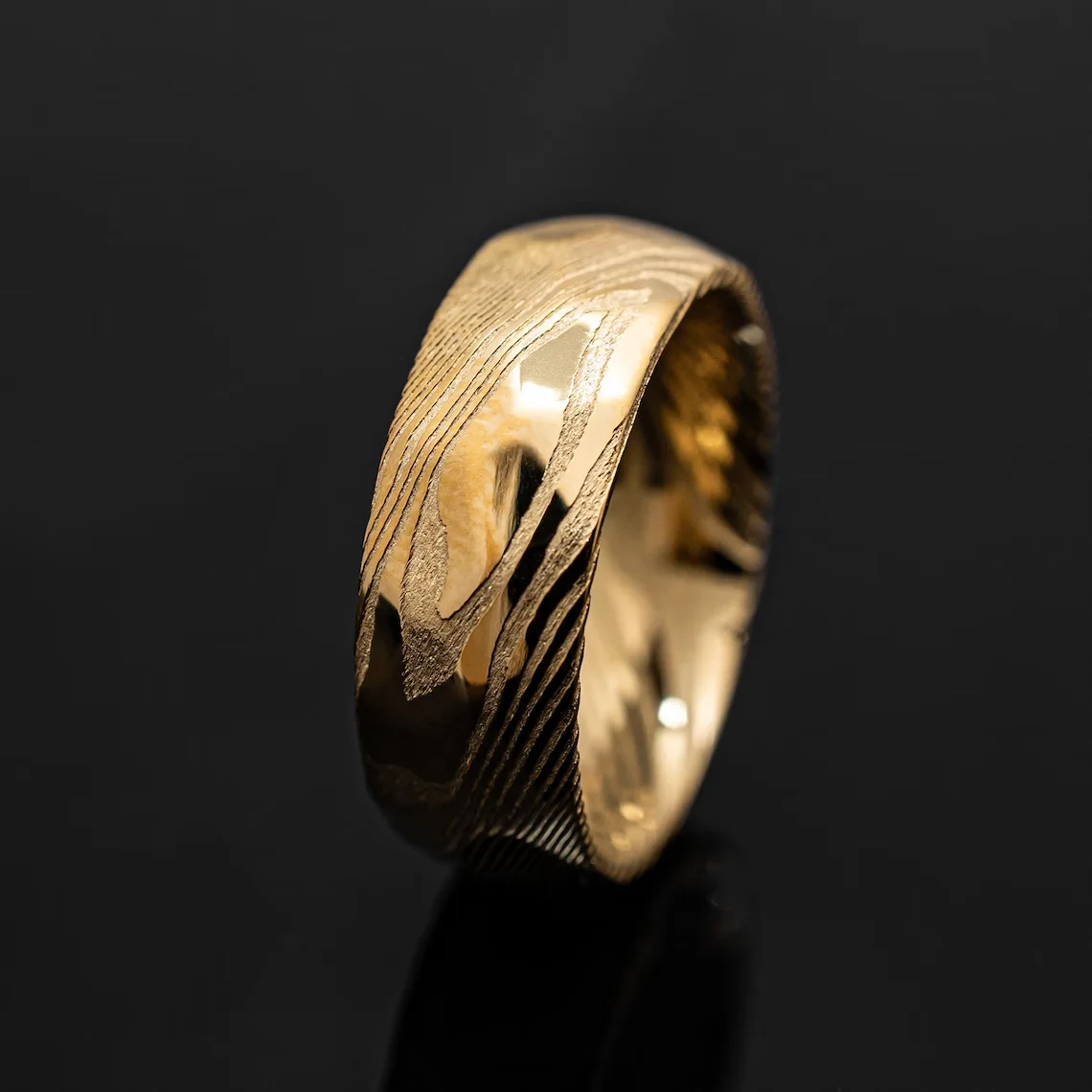 Wedding Rings Ring Set Couples Rings Wedding Ring Damascus Steel band ring for Groom Bridesman Couple