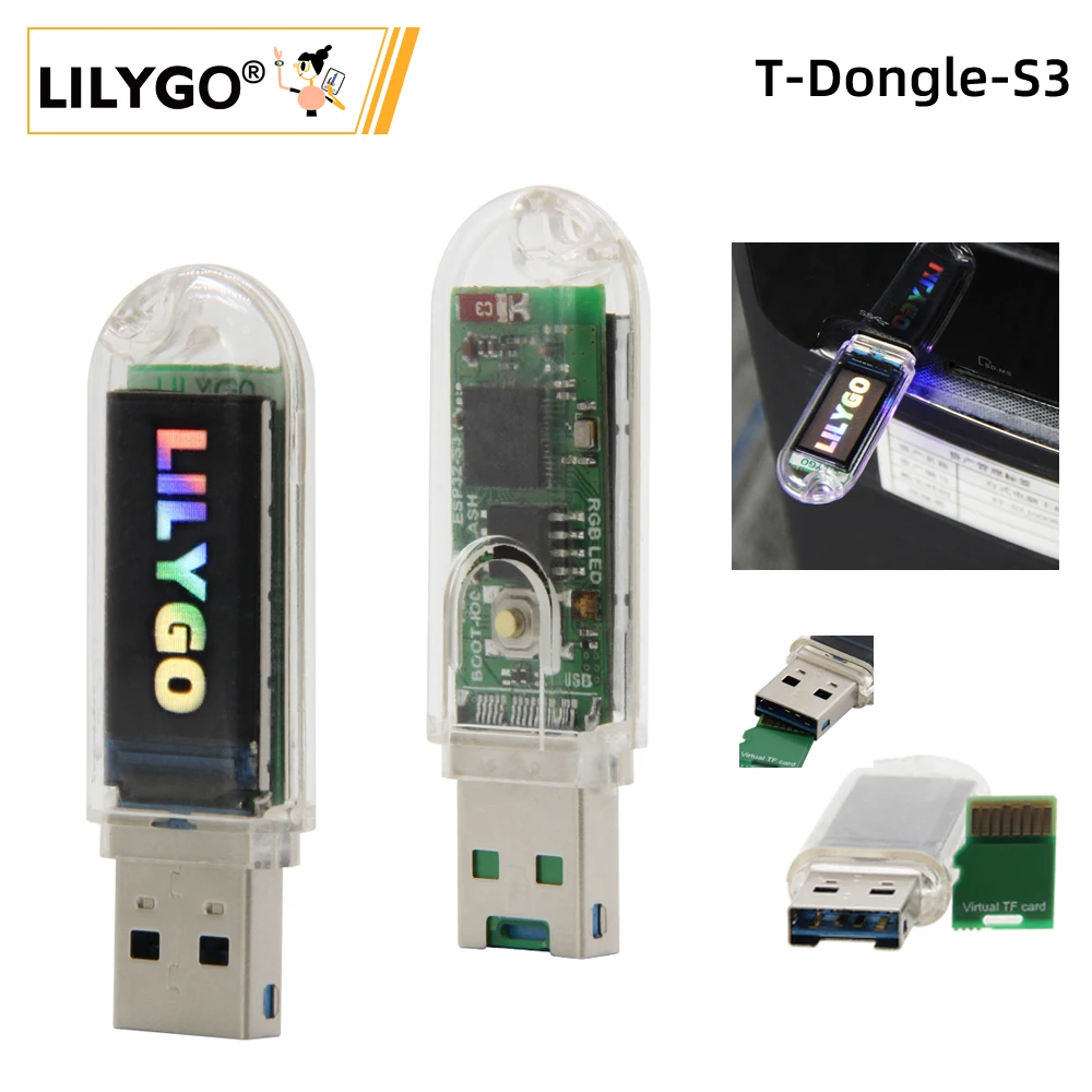 Lilygo®T-Dongle-S3 Esp32-S3 Scheda Di Sviluppo Con Dongle Schermo Display Lcd St7735 Da 0.96 Pollici Supporto Scheda Tf Bluetooth Wifi