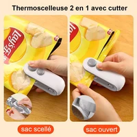 Mini-scelleuse de sacs USB rechargeable 2-en-1 : Scelleuse thermique et coupe-sac portable pour sacs alimentaires, idéale pour la conservation des collations et comme gadget de cuisine 3