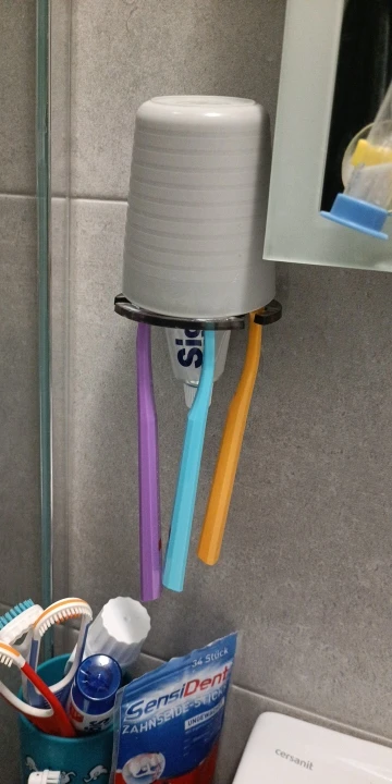 Toothbrush Hanger with Toothpaste Dispenser photo review