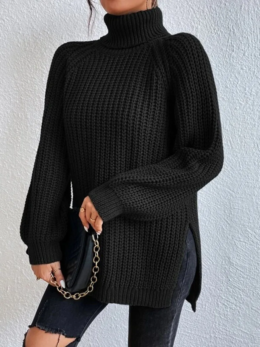 Autumn Winter Ladies Warm Long Sweater Loose Casual Female Women Solid Thick Knitted Sweater Turtleneck Pullover Top Plus Size women jumper shirt
