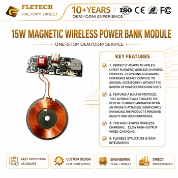 Scheda PCBA per Power Bank Magnetico, Caricatore Wireless Universale Qi 15W 9V, Modulo Fai-da-Te per Telefoni Cellulari