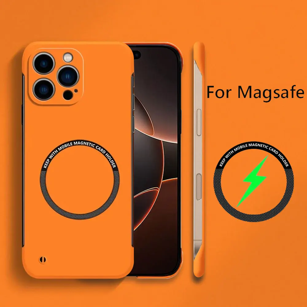 Frameless Matte Magnetic Wireless Charging Hard Case - Solid Color