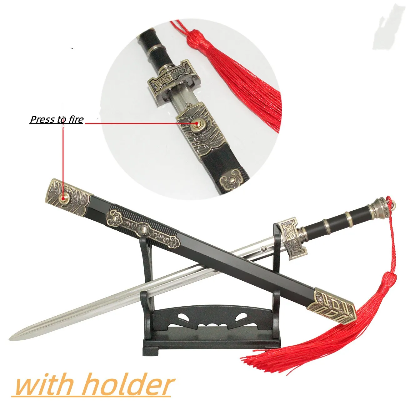 Metal Letter Opener Sword Chinese Ancient Han Dynasty Sword Open Letter Creative Paper Cutter Alloy Weapon Pendant Desk Decor