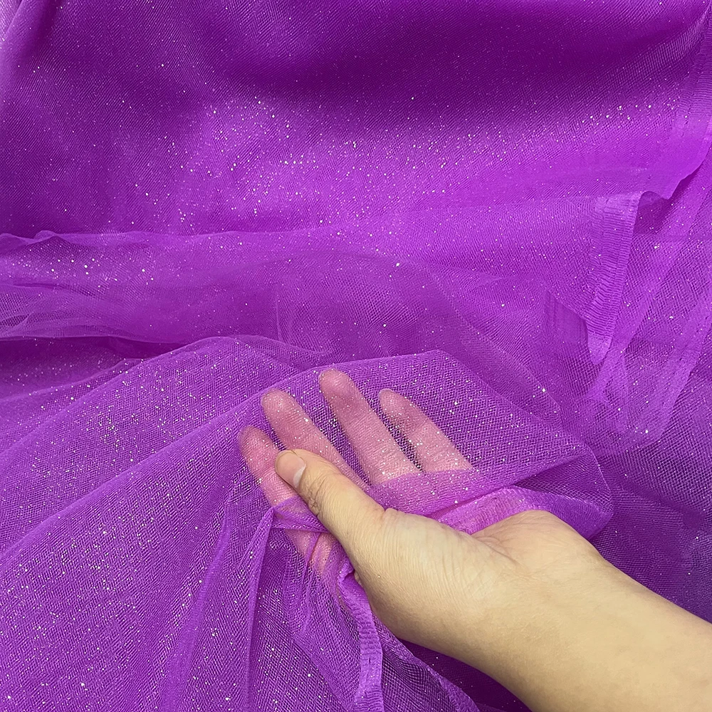 Children's Purple Sequin Tulle Wedding Dress with Silver Accents and Pommel Skirt