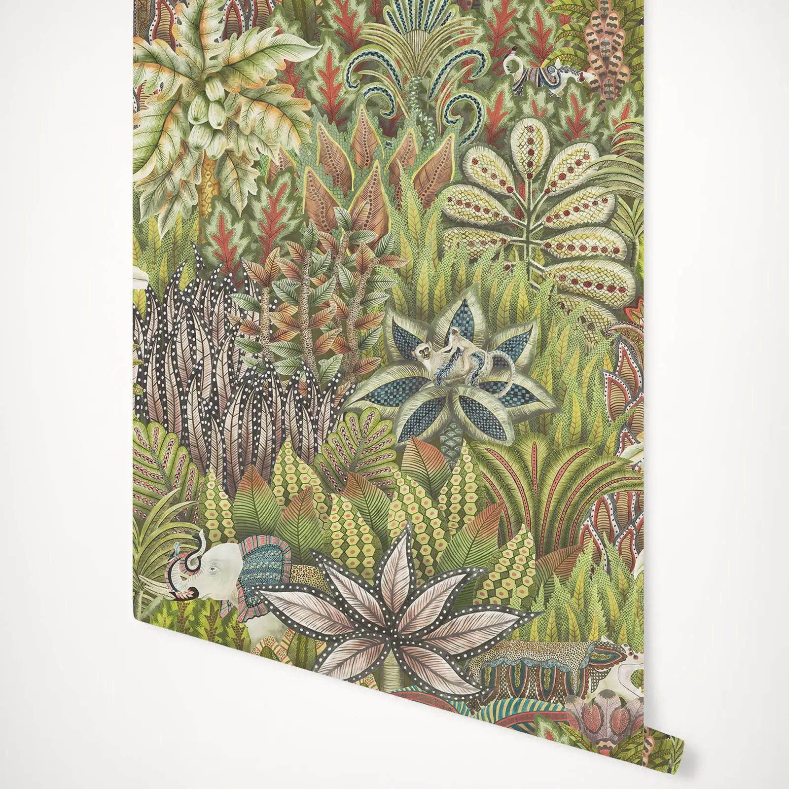 

Singita Wallpaper with forest plant motifs and foliage, Ardmore Wallpaper in Nordic Style, Scandinavian Wall Paper