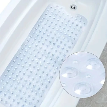 Polymères de baignoire coordonnants extra-longs avec massage Bergamo, lea de bain lavable en machine, trous de vidange, poignée à ventouse, 1PC, 40x16 po 1