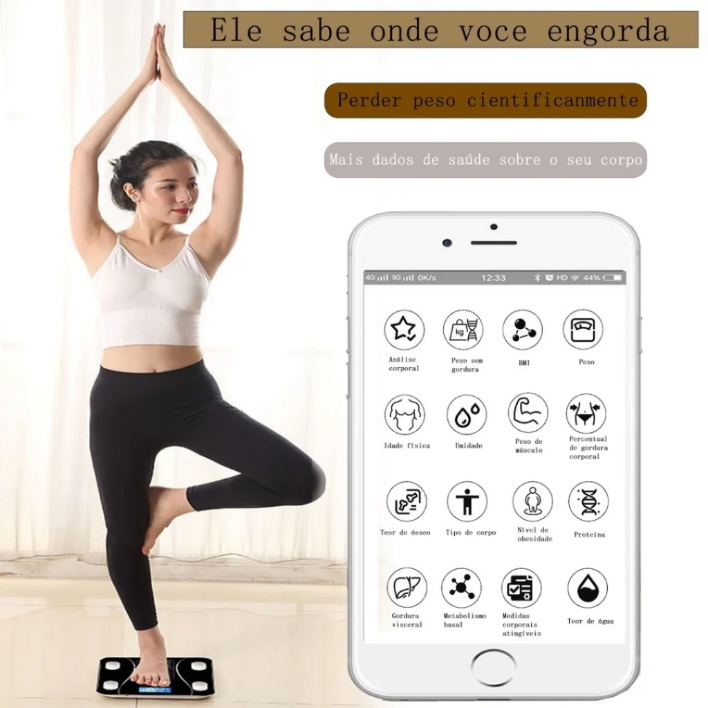 Balança Bioimpedancia Digital Bluetooth Corporal até 180kg Resultado Pelo Celular 4