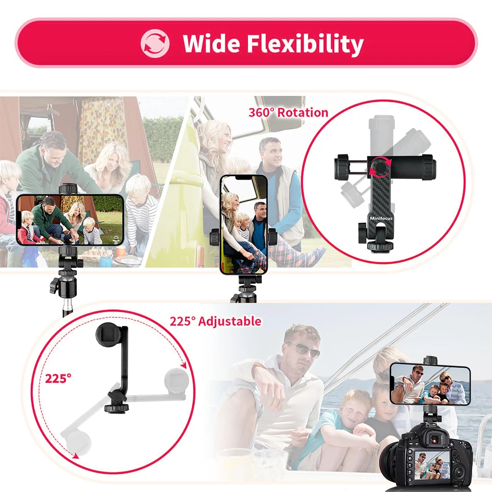 Camera Hot Shoe 360&deg;Rotatable Phone Mount Holder Tripod With Cold Shoe For Mic Light Phone Clip For iPhone 12 Pro max Smartphone