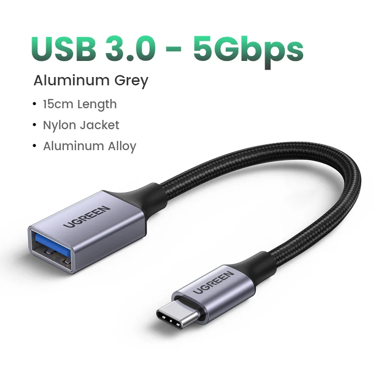 2 câbles USB 3.0 femelle vers USB-C mâle - 15 cm