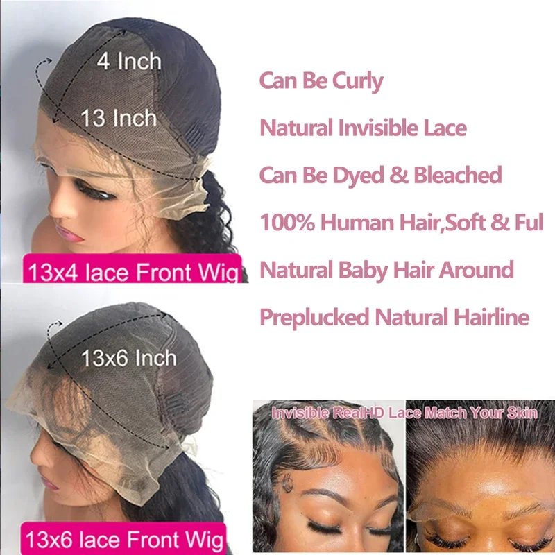 42 Inch Straight Human Hair Wigs 13x4 13X6 HD Lace Frontal Human Hair WIgs Glueless Bone Straight Lace Front Wigs For Women