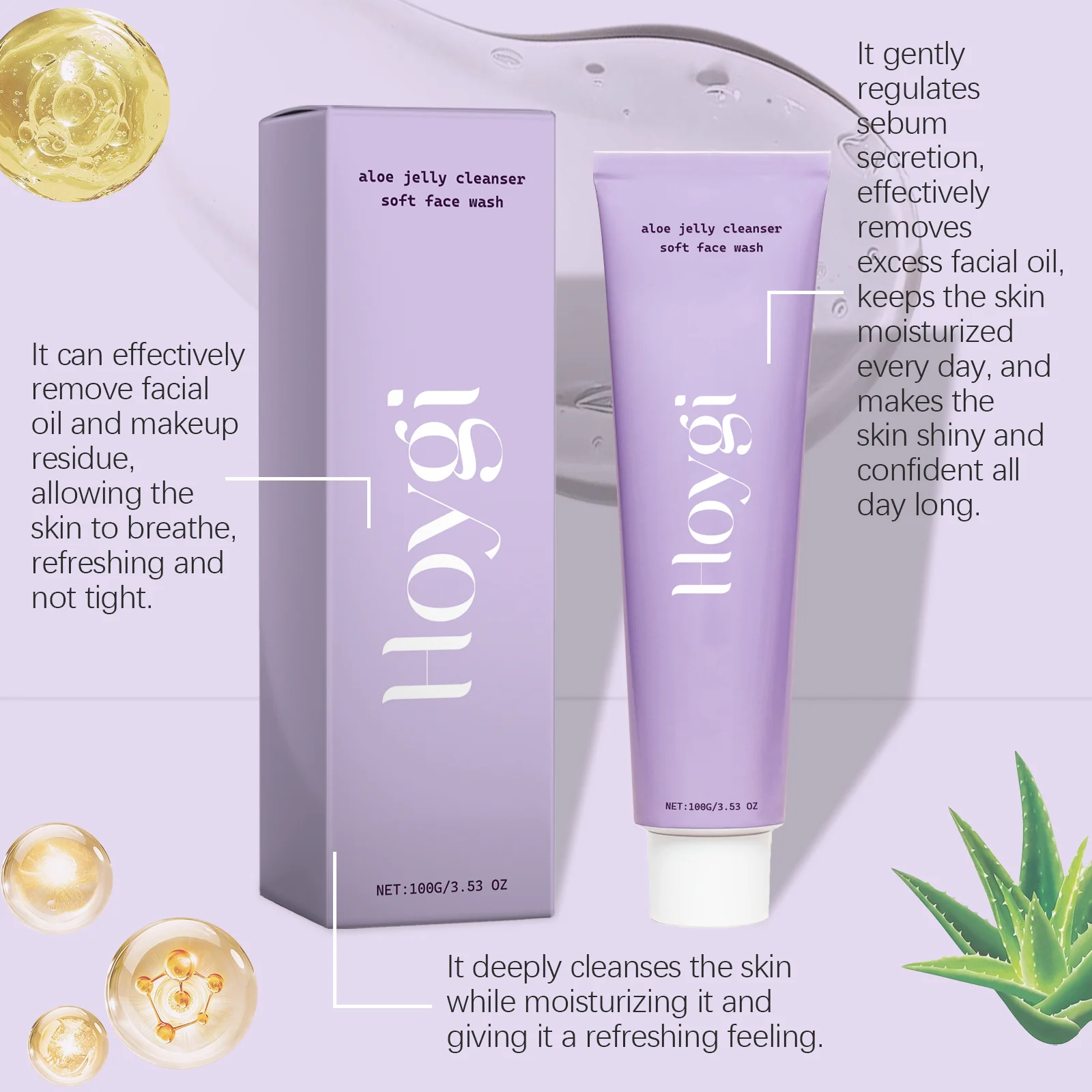 Hoygi Aloe Vera Facial Cleanser Exfoliating Blackhead Remover Acne Oil Control Smooth Skin Moisturizer Rejuvenation Face Scrub 5