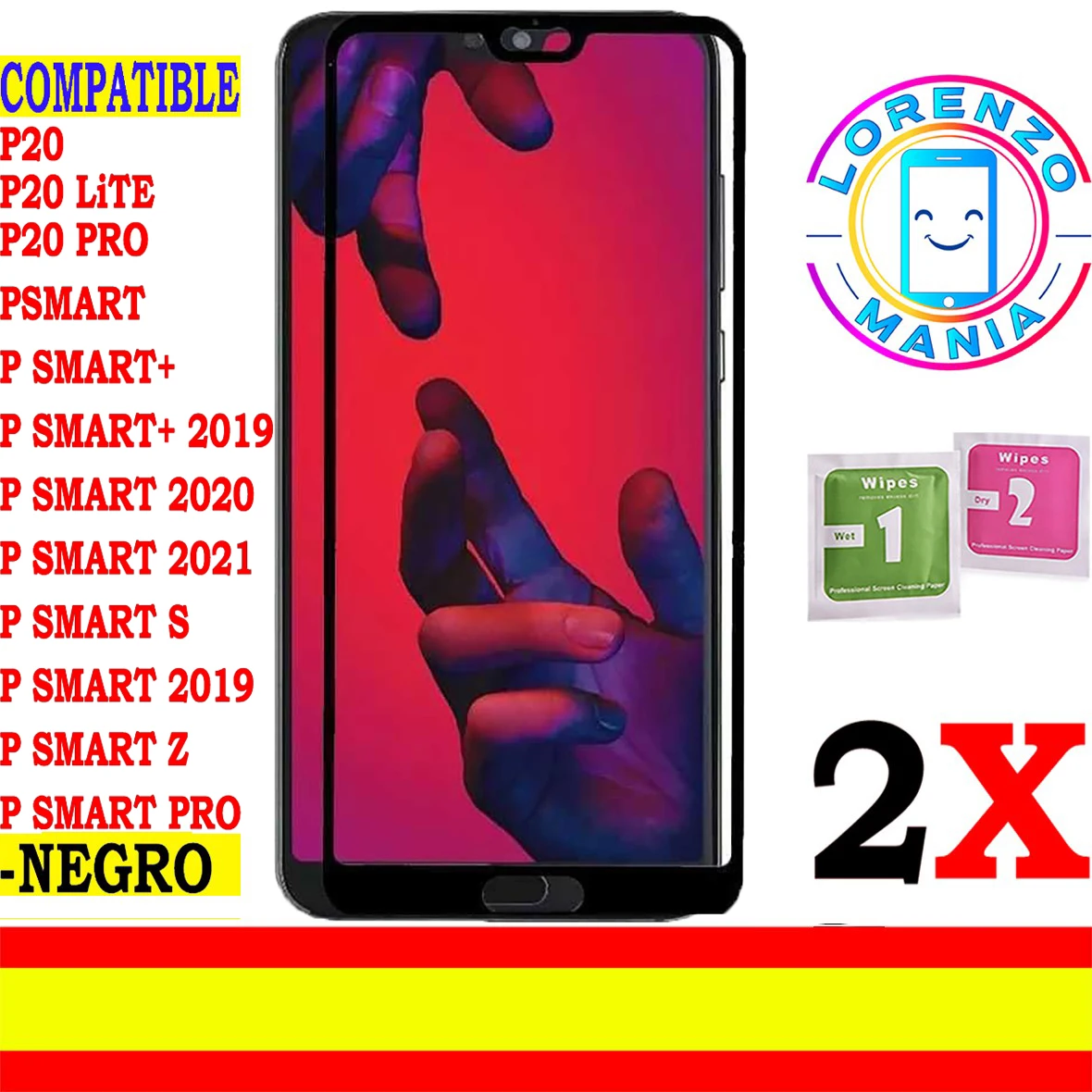 2 Pezzi Huawei P20, P20 Lite, P20 Pro, P Smart Z, P Smart Plus 2019, P Smart S, P Smart 2021, P Smart 2020, P Smart 2019 P Smart Plus 2018, P Smart Pr