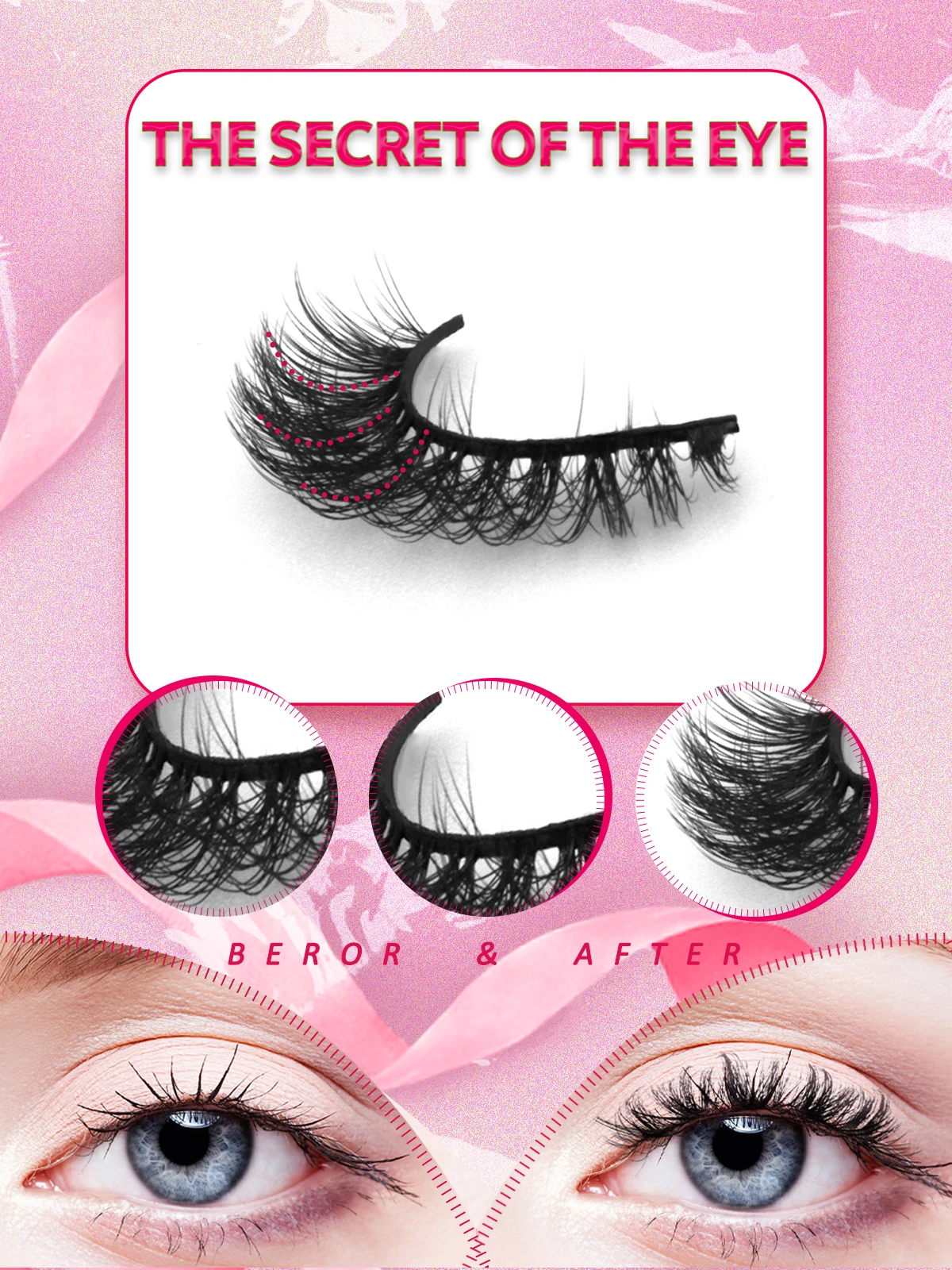 Description Picture 4 of itemGROINNEYA Lashes 7/20 Pairs Russian Strip Eyelashes 3D Faux Mink Lashes Fluffy Soft Wispy Reusable Eyelashes Makeup