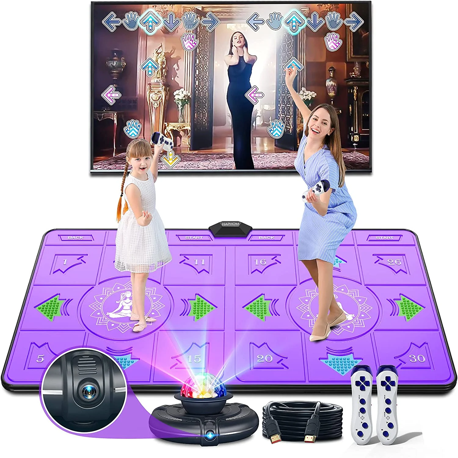 Dance Mats Dance Mat Game for TV/PC Family Sports Motion Sensing Game Double User with Two Wireless Handle Controllers Non-Slip Yoga Pads dance mats