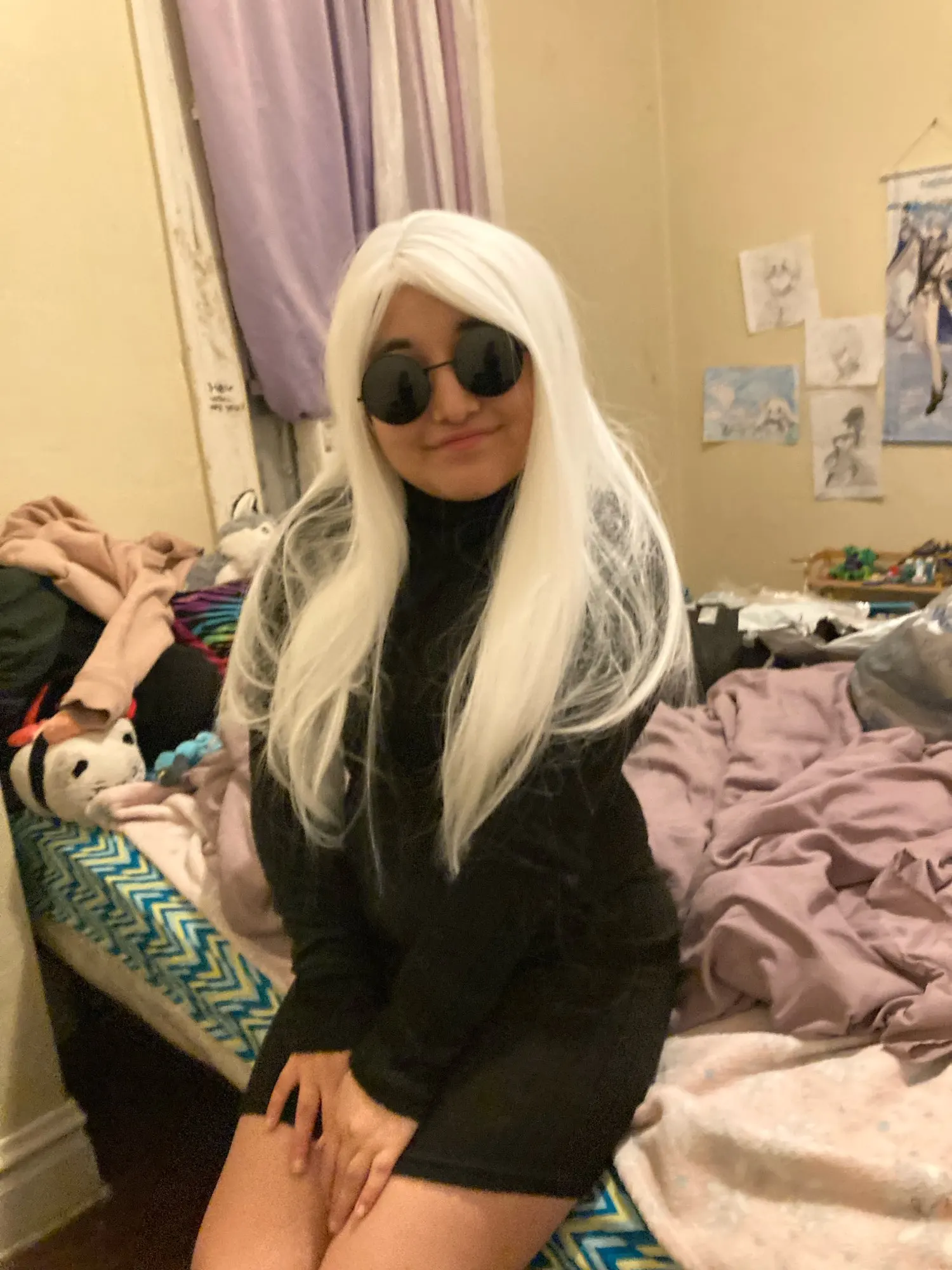 HENRY MARGU White Long Straight Synthetic Wigs for Women Colorful Cosplay Party Fake Hair with Bangs White Wig HighTemperature photo review