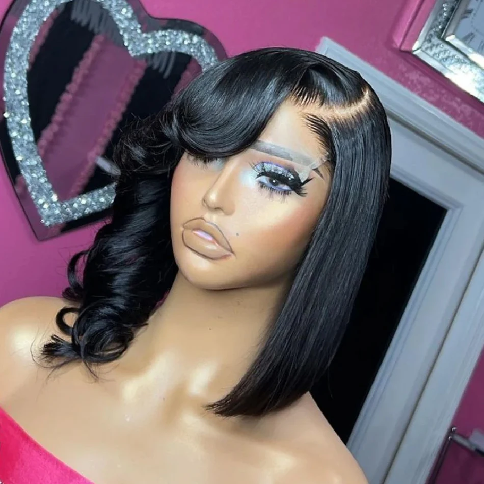 13x4 HD Transparent Lace Front Wigs Pre Plucked 250 Density Brazilian Straight Human hair Wigs for Women Trendy Layered Cut Wavy 1
