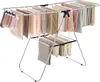 Foldable Clothes Drying Rack - Includes Sock Clips, 2 Height-Adjustable Gullwings, Silver and Blue Design, Perfect for Indoor or 1