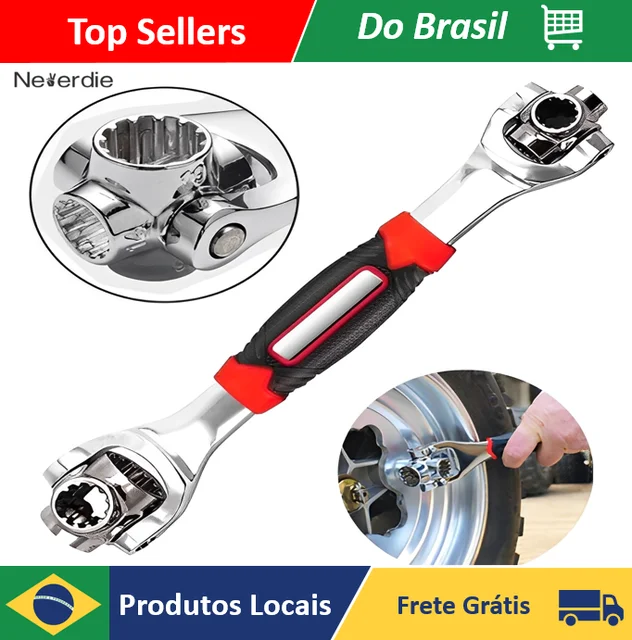 Chave Multifuncional 48 Em 1, 360º, Jogo ferramentas, chave Soquete Universal 48 peças.
