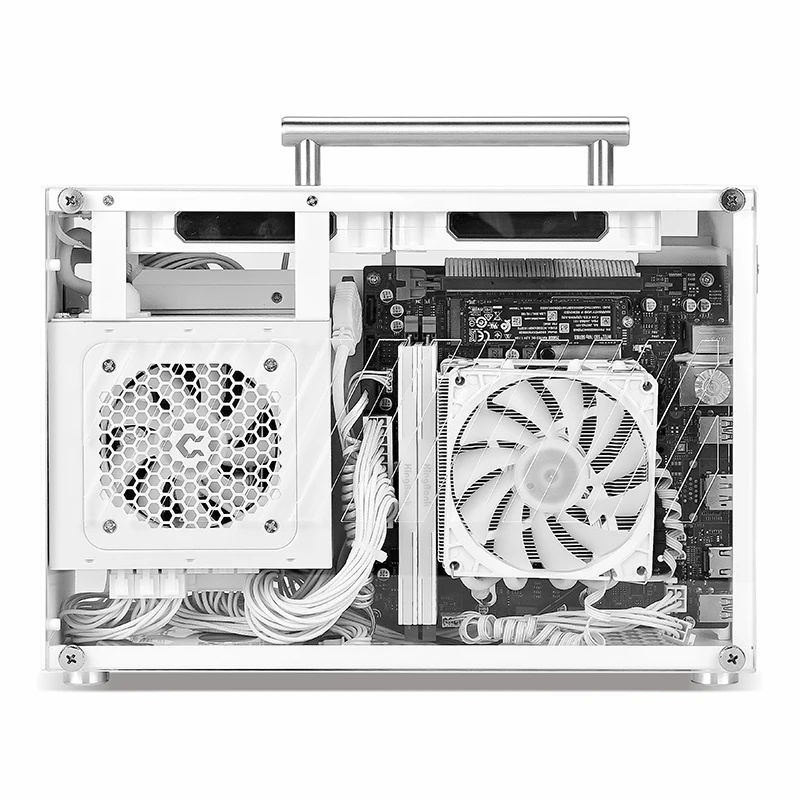 METALFISH T60 Mini ITX White Case 9L With Acrylic Or Mesh Side Panel and Portable Handle Support SFX PSU/300mm GPU/2*120mm Fan pc case computer chassis frame mini itx desktop case pc chassis