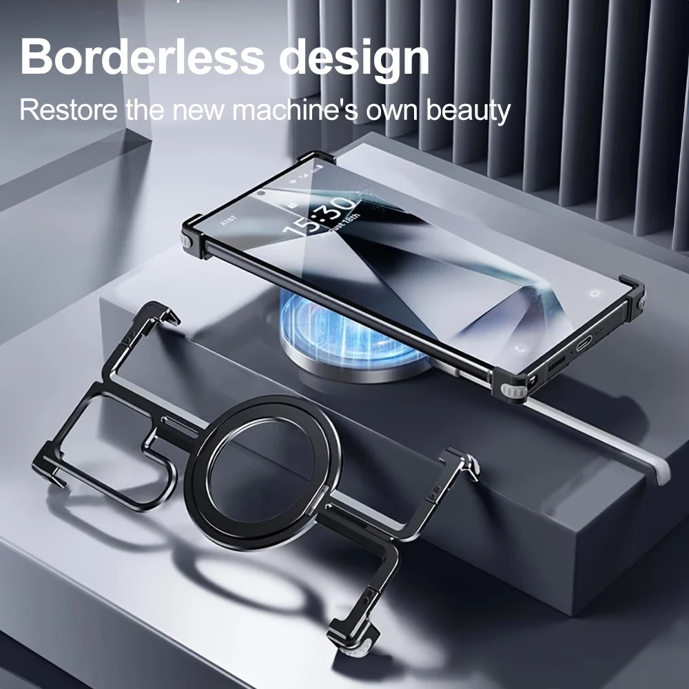 Metal Magnetic Case Fall Resistance Magnetic Charging Strap Bracket for Samsung Galaxy S24 Ultra: 3 - 5 Days Free Delivery Only UK