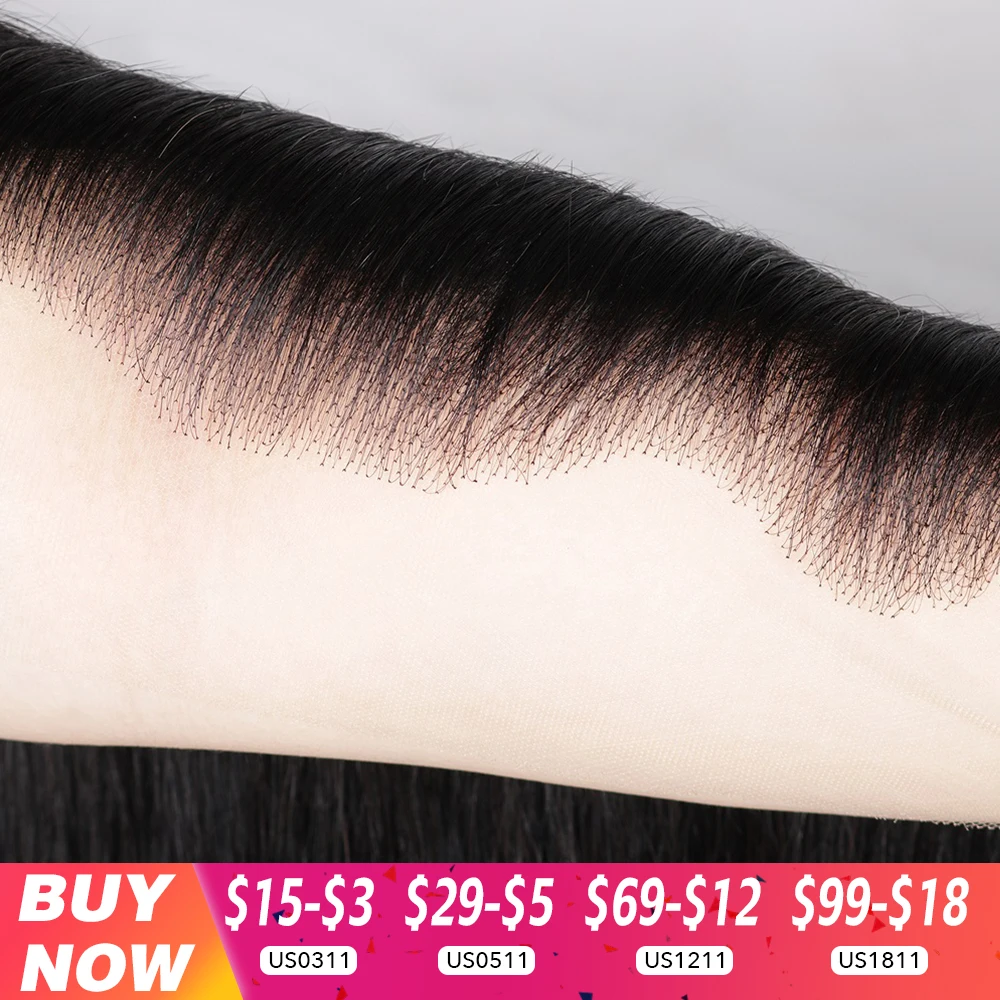 13x4 Lace Frontal Peruvian Straight Hair 100% Human Hair For Women Pre Plucked Bleached Knots Brazilian Straight Lace Closure