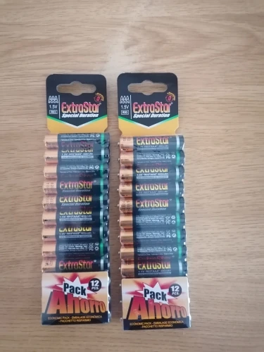 EXTRASTAR - Pilas alcalinas AAA de 1,5 voltios, Gama Performance, Paquete de 24. Batería Especial Duración / 0% Mercury para Juguetes Mandos Linternas Relojes Ratone photo review