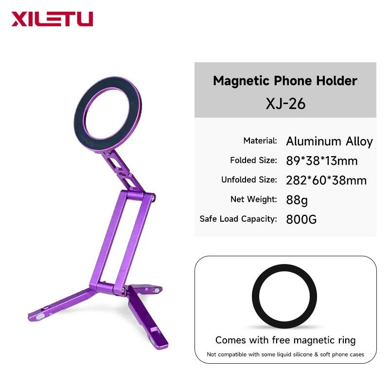 XILETU Magnetic Phone Tripod Stand with Foldable Desktop Holder