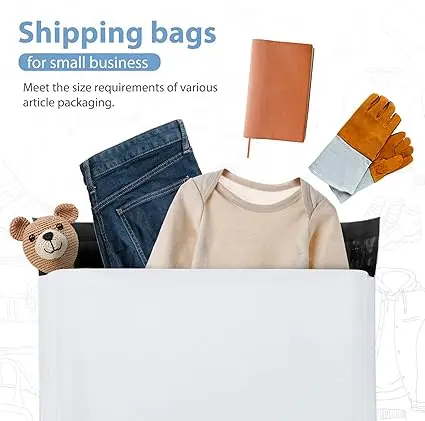 100-Pack Poly Mailers, 14.5x19 Inches, Self-Sealing Adhesive, Waterproof and Tear-Proof, White, for Clothing or Shipping. 4
