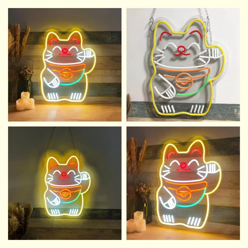 

Lucky Kitty Cat,Neon Sign for Business Maneki Neko LED Sign for Bar Cafe Restaurant Office Shop Store Company Neon Art Wall