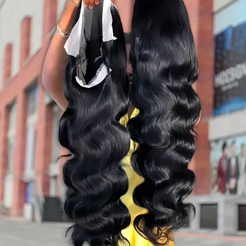 Transparent Brazilian Vigrin Human Hair Body Wave 13x4 HD Lace Frontal Wigs Pre Plucked With Baby Hair 1